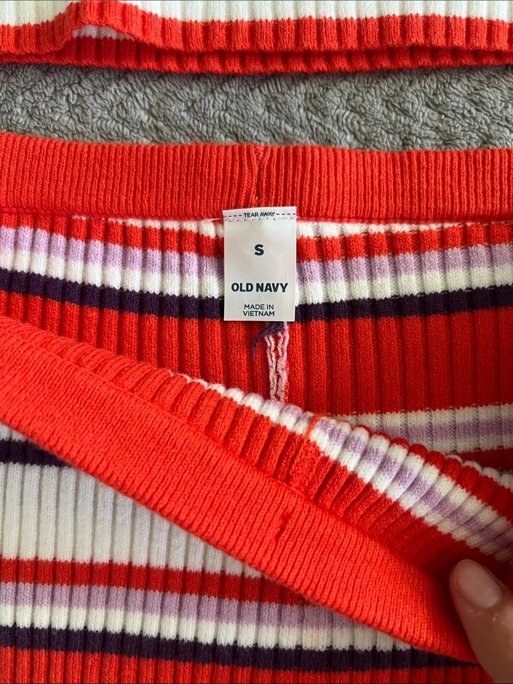 NWT Old Navy Red Striped Knit High Rise Ribbed Shorts & Halter Crop Top Set
